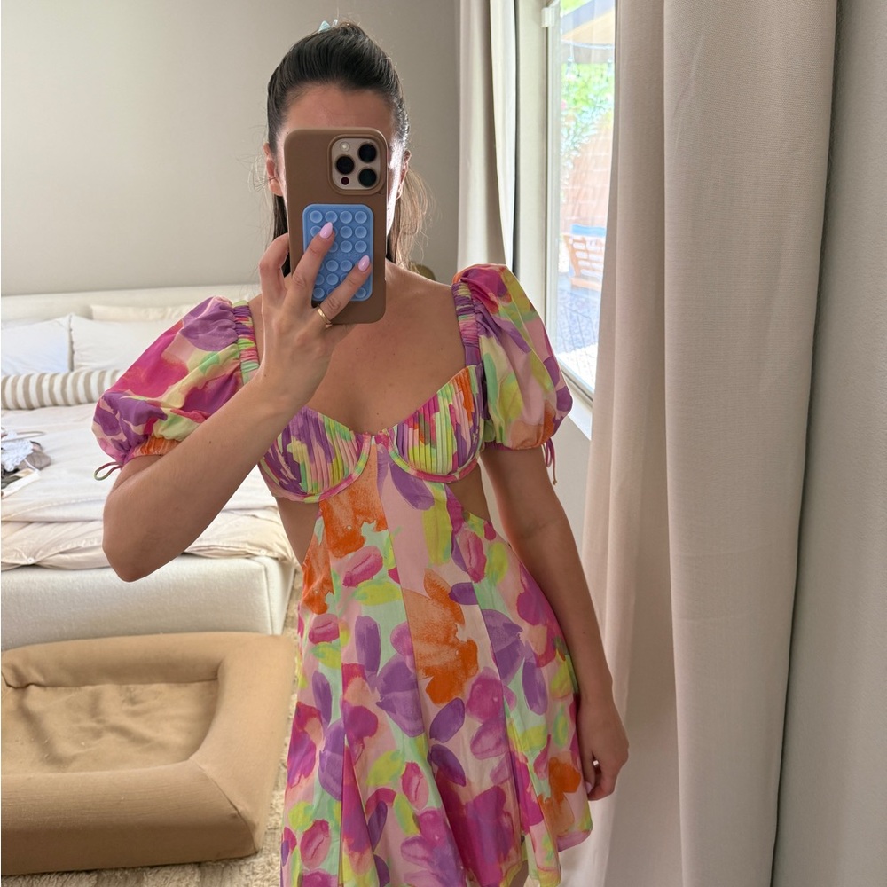 For Love & Lemons Floral Puff Sleeve Dress